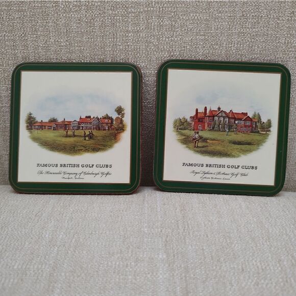 Pimpernel Traditional Drink Coasters Set of 6 Classic Famous British Golf Clubs - Picture 4 of 8
